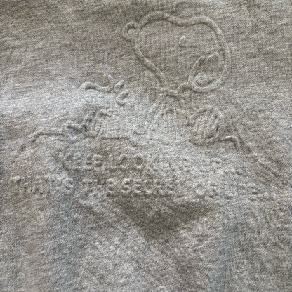 Snoopy and Woodstock Gray Embossed crewneck with Cartoon Design size S Peanuts